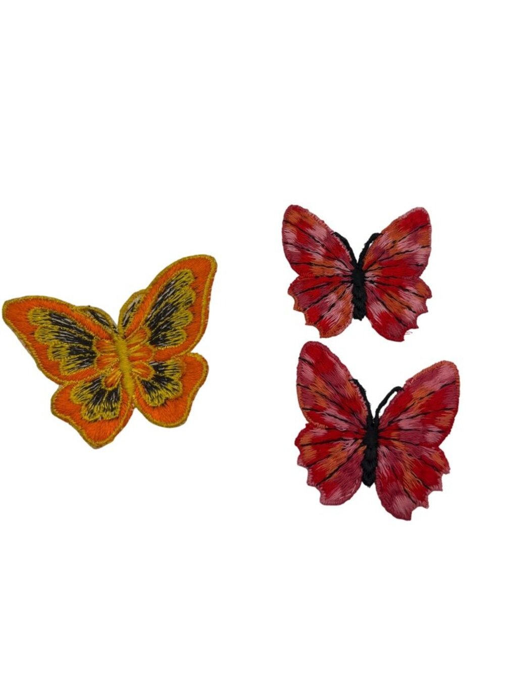 Vintage Swiss Maid Butterfly Embroidered Patches Set Of 3 Orange & Red A594